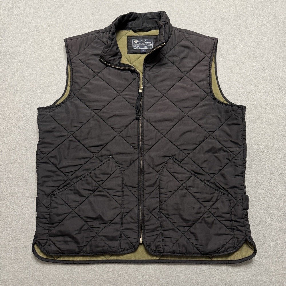 J Crew Walker Vest Mens Medium Black Diamond Quilted‎ Full Zip Outerwear
